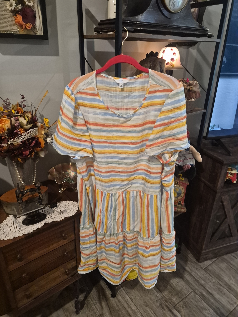 Striped Tiered Summer Dress - Multi Color